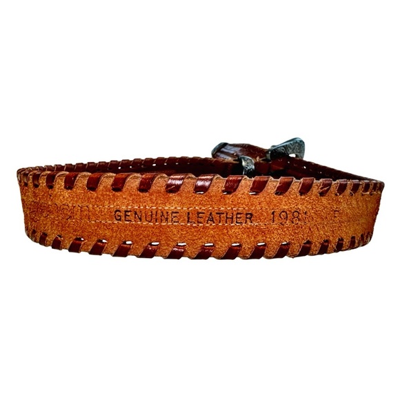 Jennifer Graham Western-Style Brown Leather Belt with Silver Buckle. 31” - Picture 3 of 9